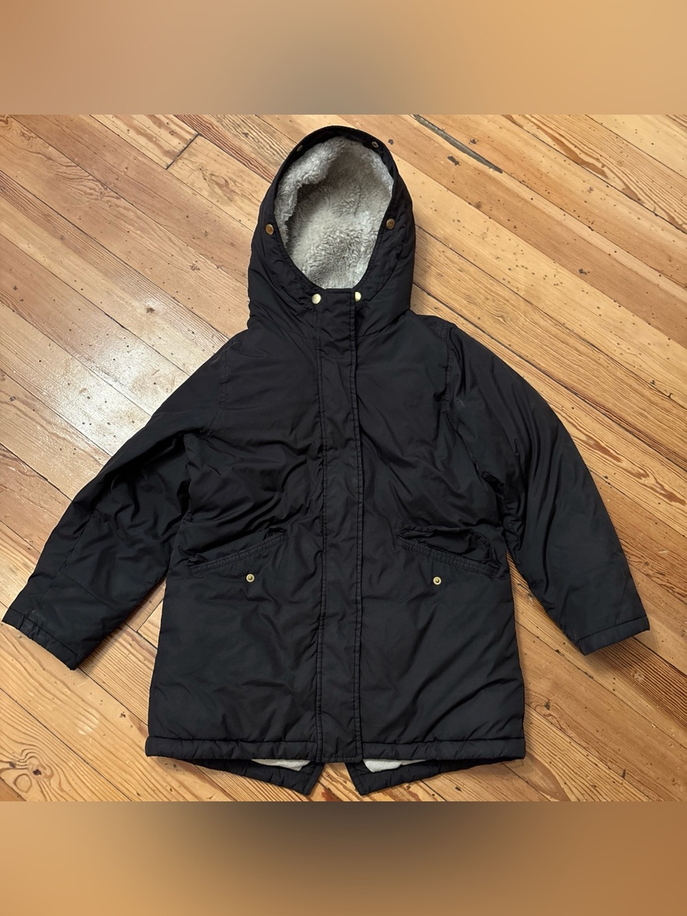 J.Crew Crewcuts Girls Puffer Jacket with Primaloft in Black Size Large L BJ701